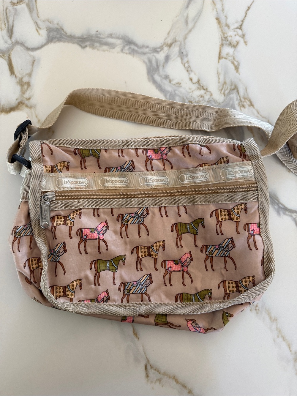LeSportsac - Horse-Print Crossbody with Neutral Trim